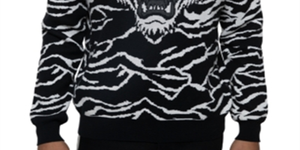 Suéter Sean John Masculino Big &amp; Tall Tiger Jacquard Knit Preto Tamanho Médio