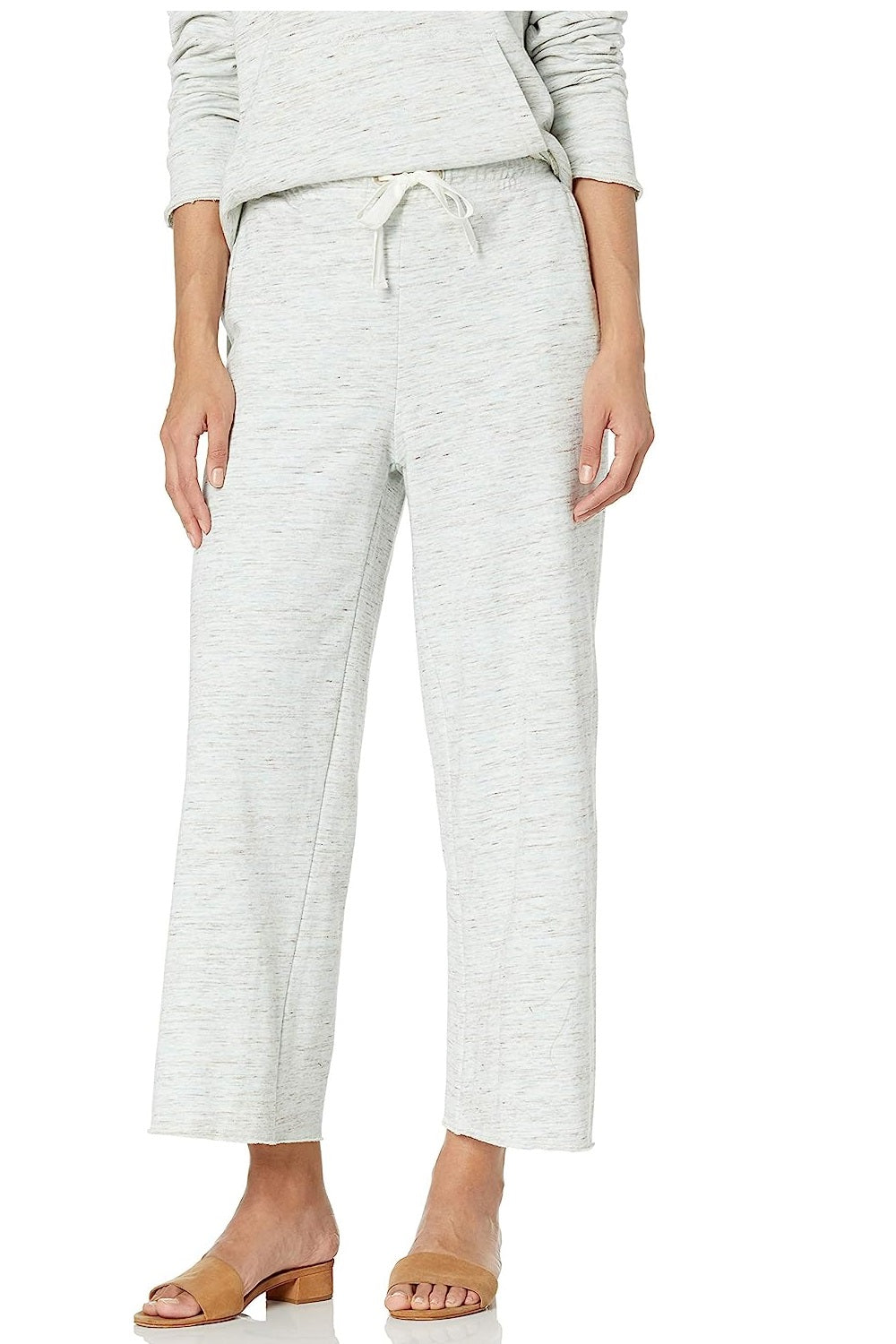 Calça de moletom feminina B New York Eco Raw Edge cinza, tamanho médio