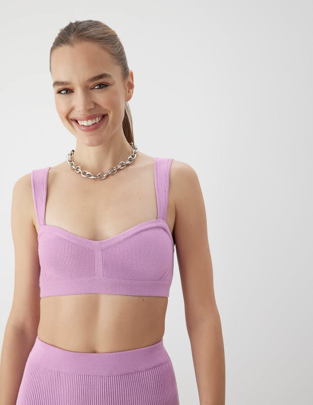 GSTQ Ribbed Bra Top - Pink - XS/S