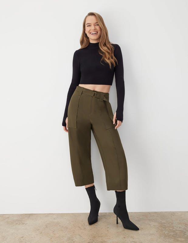 GSTQ Utility Cropped Pant - Green - 2