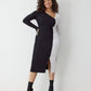 GSTQ Rib-Knit Colorblock Dress - Black - M