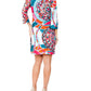 Vestido feminino com estampa de mosaico e manga 3/4 White Mark, laranja, tamanho grande