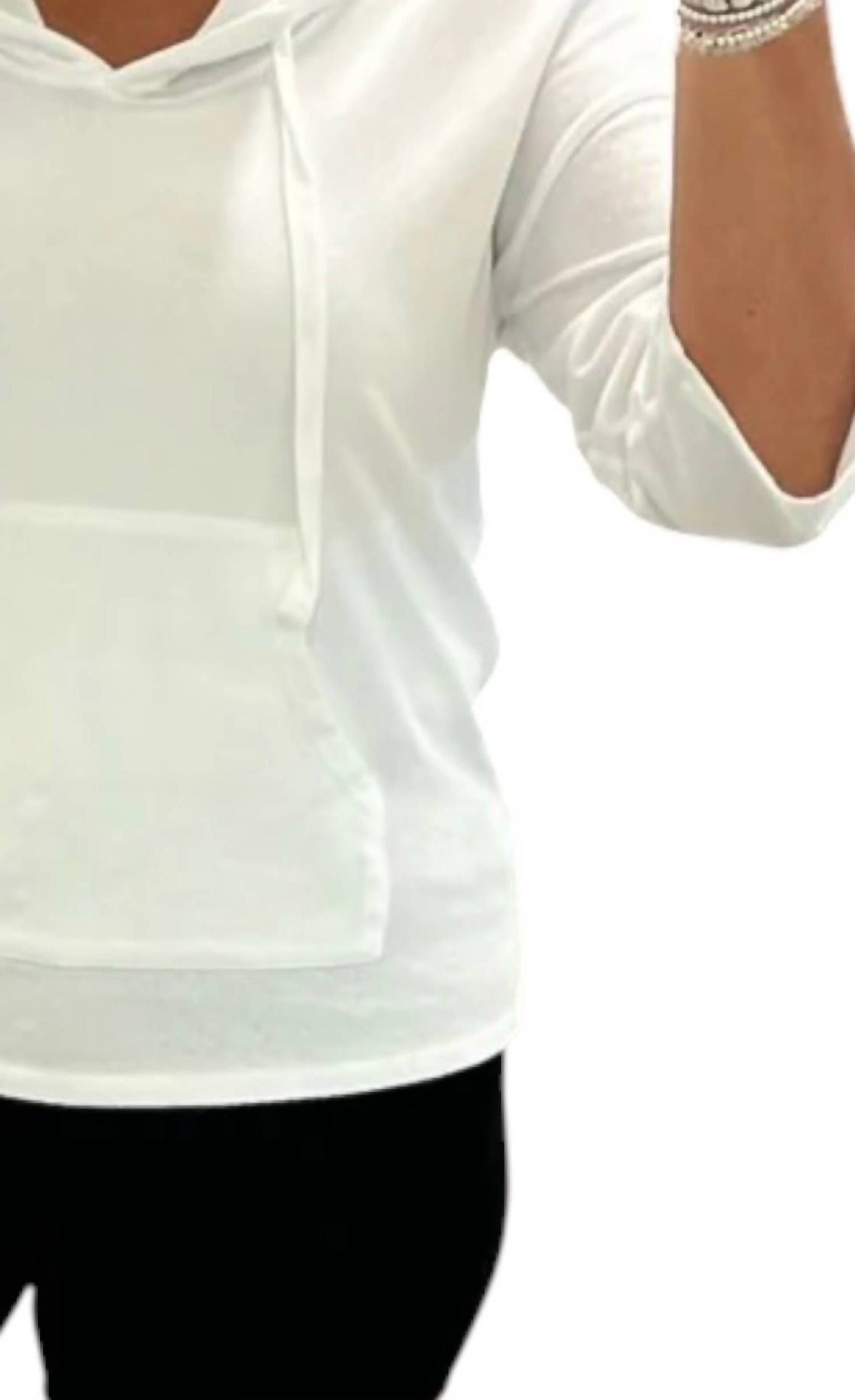 Bobi - Hooded 3/4 Sleeve Pullover Top