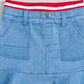 Saia de malha canelada com babados e cós canelado Kinderkind para meninas, azul, tamanho 4T