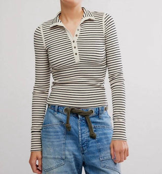Free People - Lake Henley Stripe Tee
