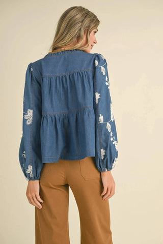 &amp;Merci - Top Babydoll com Bordado Floral