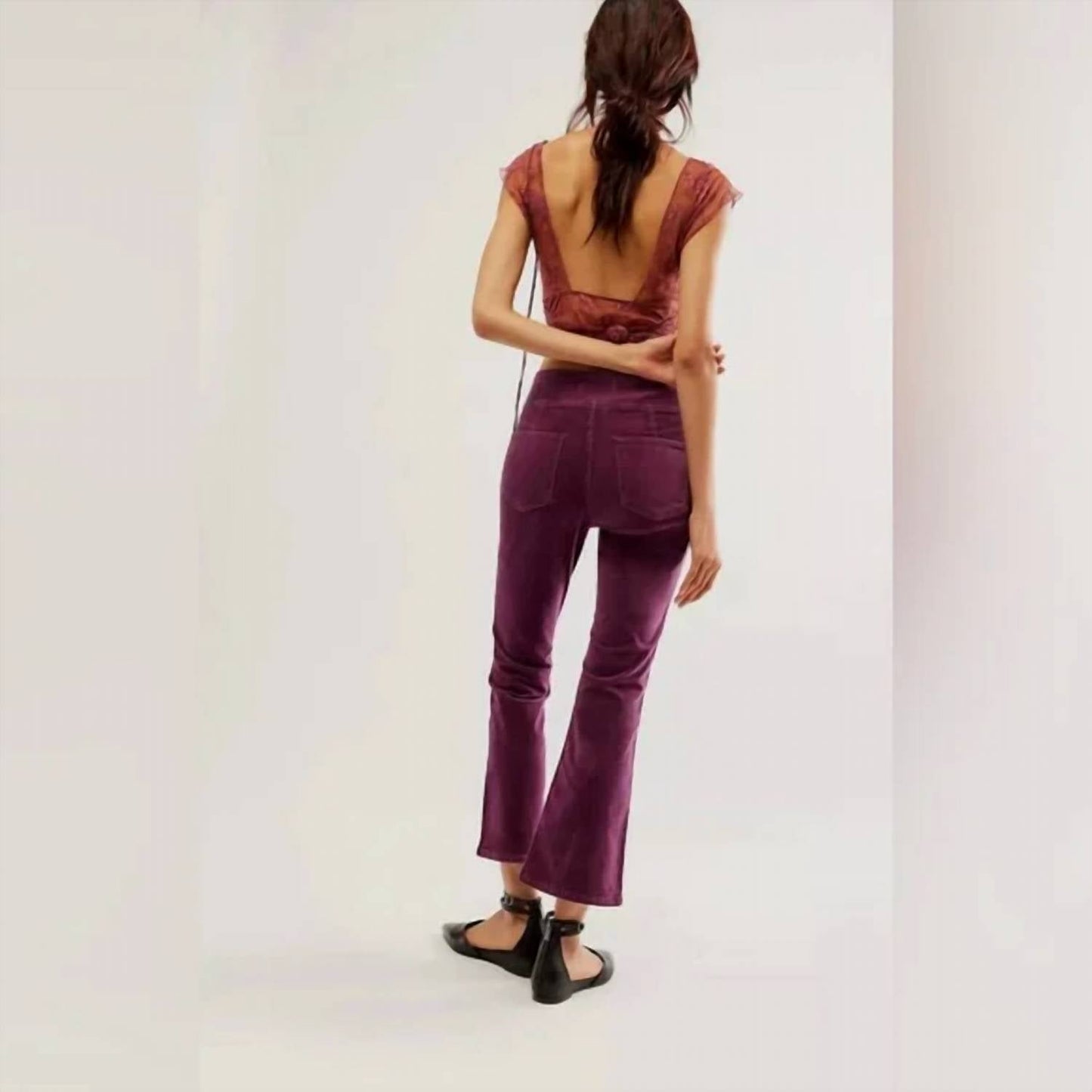 Free People - In My Feelings Velvet Crop Slim Flare Pants