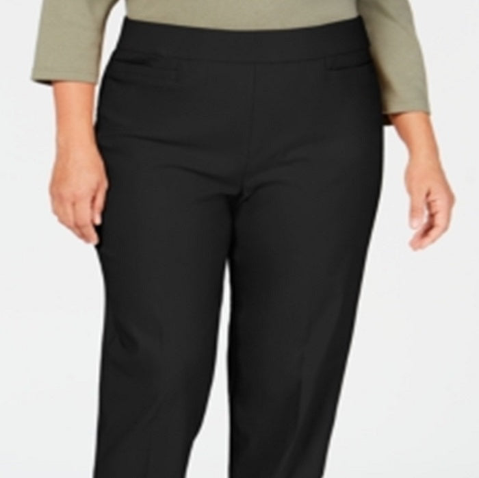 Calça curta feminina Alfred Dunner Plus Classic Allure Tummy Control, preta, tamanho 16W