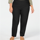 Calça curta feminina Alfred Dunner Plus Classic Allure Tummy Control, preta, tamanho 16W