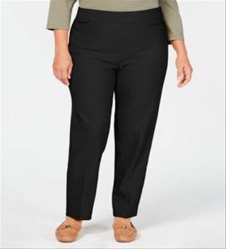 Alfred Dunner Women's Plus Classic Allure Tummy Control Pull on Short Length Pants Black Size 16W