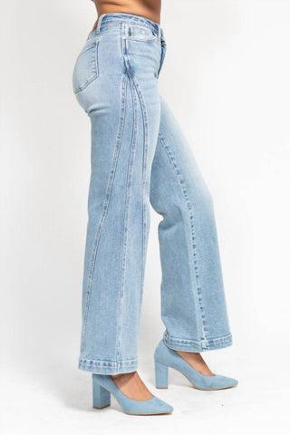 Judy Blue - Calça jeans retrô com cintura alta e costura lateral