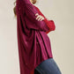 Umgee - Contrast Color Raw Edge Long Sleeve Top