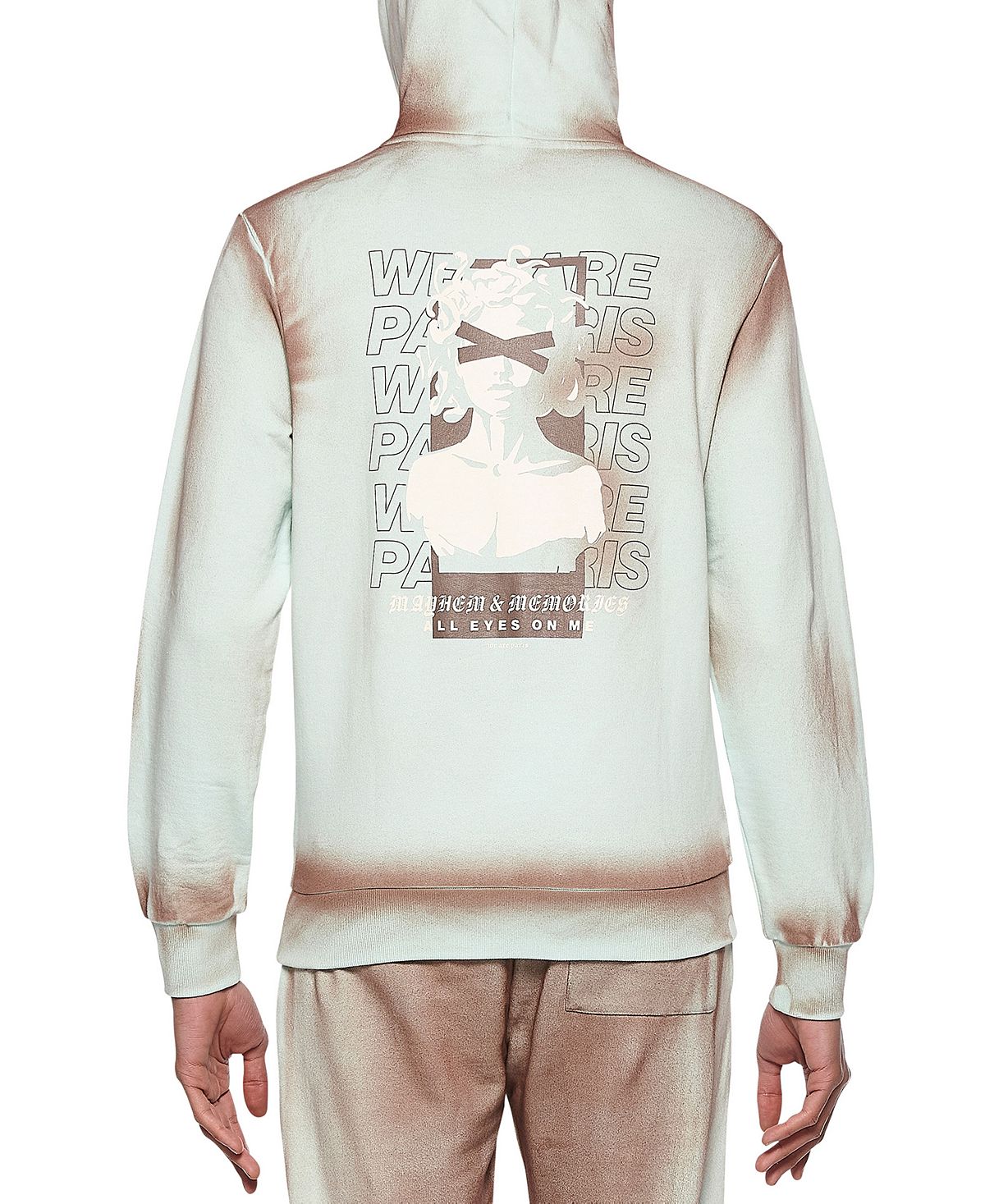 Moletom com capuz masculino Elevenparis com pintura spray de algodão marrom tamanho extragrande