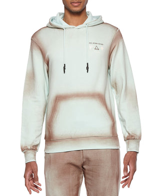 Moletom com capuz masculino Elevenparis com pintura spray de algodão marrom tamanho extragrande