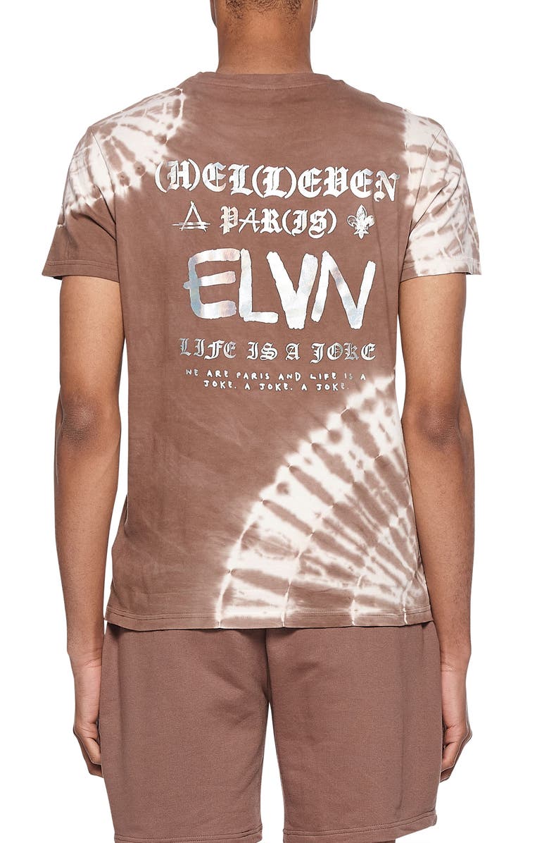Camiseta masculina tie-dye de algodão com estampa gráfica elevenparis marrom tamanho extragrande