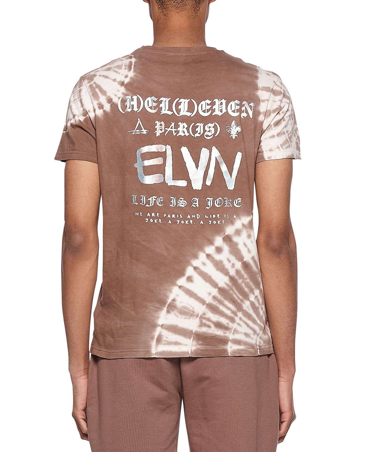 Camiseta masculina Elevenparis com estampa tie-dye de algodão, marrom, tamanho GG