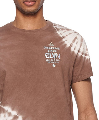 Camiseta masculina Elevenparis com estampa tie-dye de algodão, marrom, tamanho GG