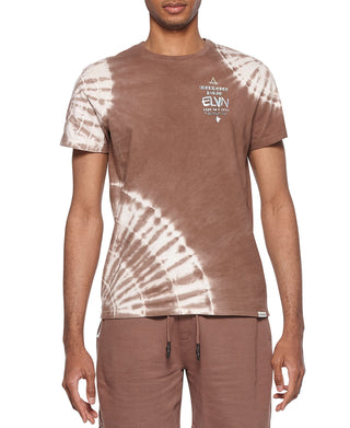 Camiseta masculina Elevenparis com estampa tie-dye de algodão, marrom, tamanho GG