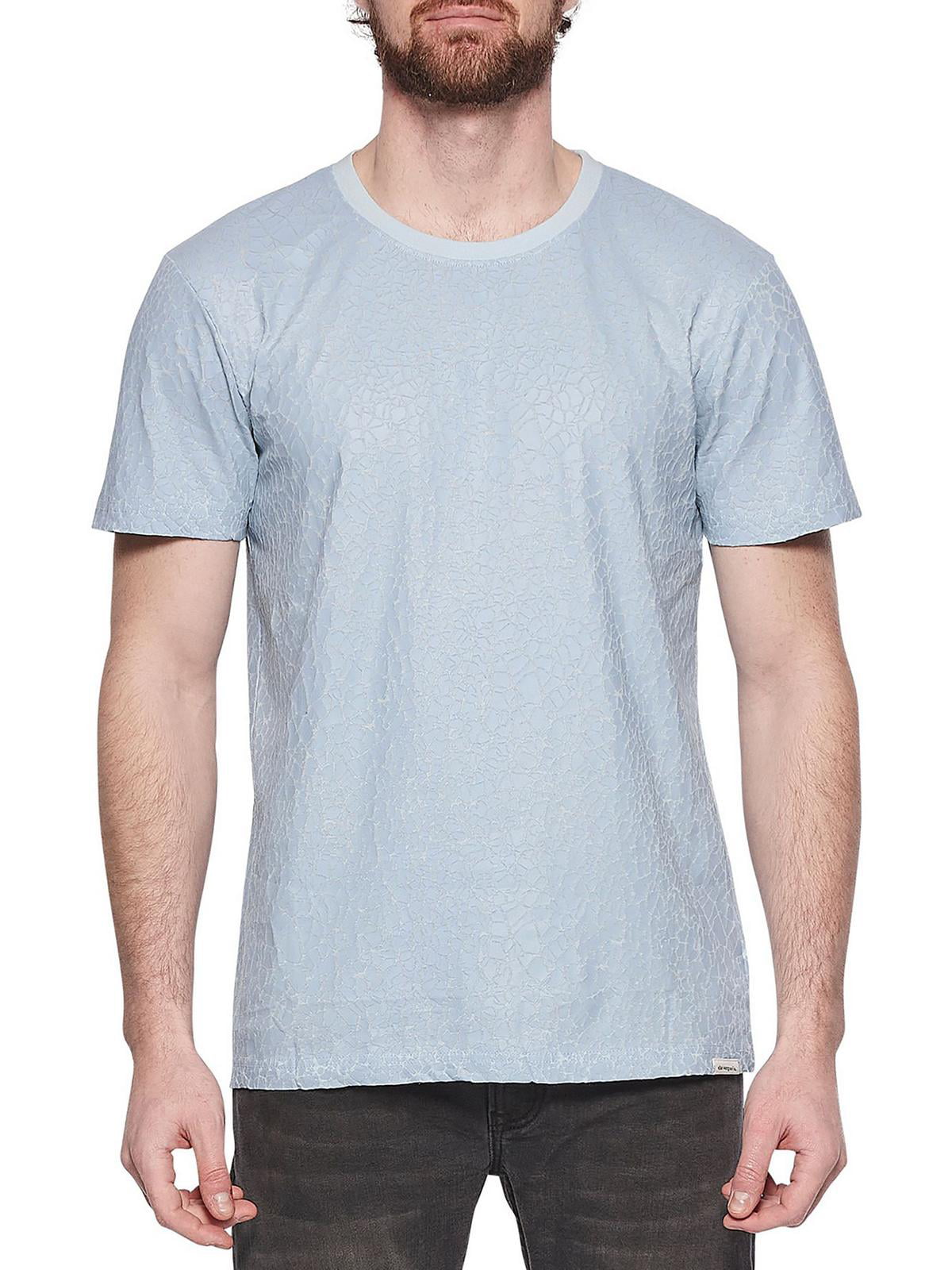 Camiseta masculina texturizada de algodão Eleven Paris, azul, tamanho pequeno