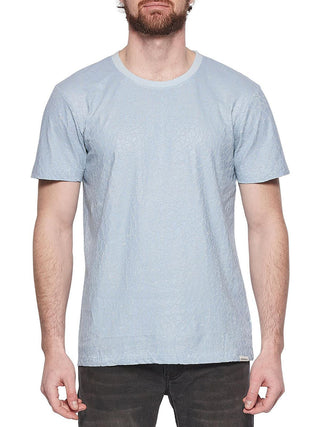 Camiseta masculina texturizada de algodão Eleven Paris, azul, tamanho pequeno