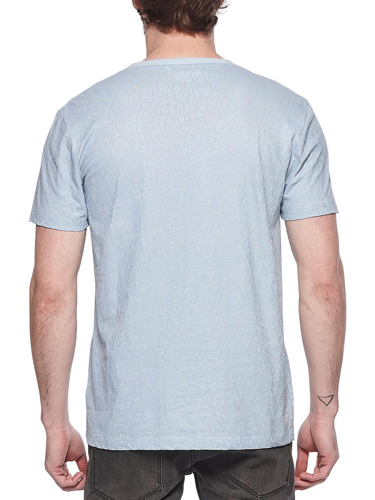 Camiseta masculina texturizada de algodão Eleven Paris, azul, tamanho pequeno
