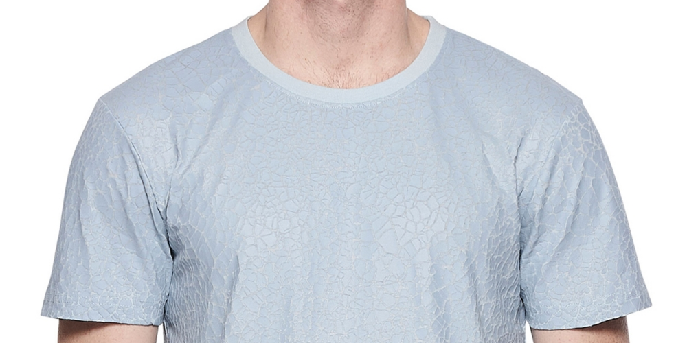 Camiseta masculina texturizada de algodão Eleven Paris, azul, tamanho pequeno