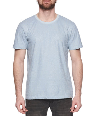 Camiseta masculina de algodão rachado Elevenparis, azul, tamanho extragrande