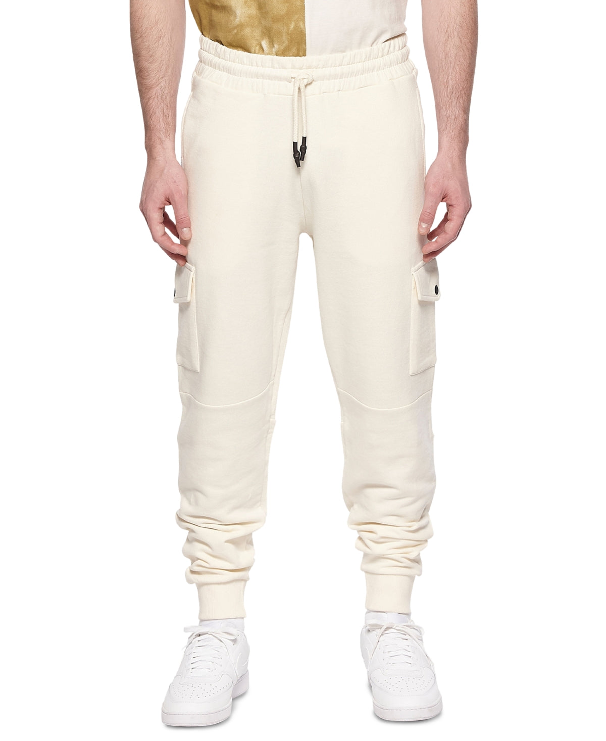 Calça cargo masculina de algodão Elevenparis, branca, tamanho médio