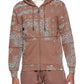 Moletom com capuz masculino com estampa paisley e zíper, tamanho grande, marrom, elevenparis