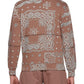 Moletom com capuz masculino com estampa paisley e zíper, tamanho grande, marrom, elevenparis