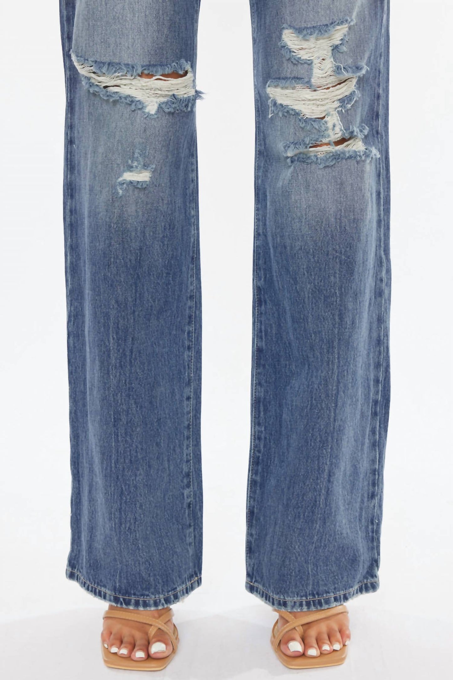 Kancan - Ultra High Rise Distressed 90s Wide Leg Jeans