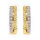 10K Yellow Gold 1/10 Cttw Diamond and Rope Twist Huggy Hoop Earrings (H-I Color, I1-I2 Clarity)