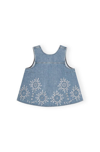 Ganni - Blusa jeans sem mangas com costas abertas