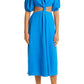 FARM Rio Cutout Waist Linen Blend Dress in Blue, Size X-Large