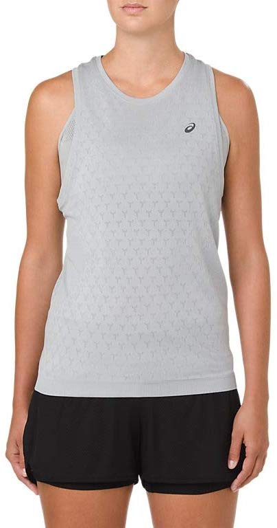 Camiseta de corrida sem mangas ASICS Gel-Cool feminina, cinza, tamanho X-S