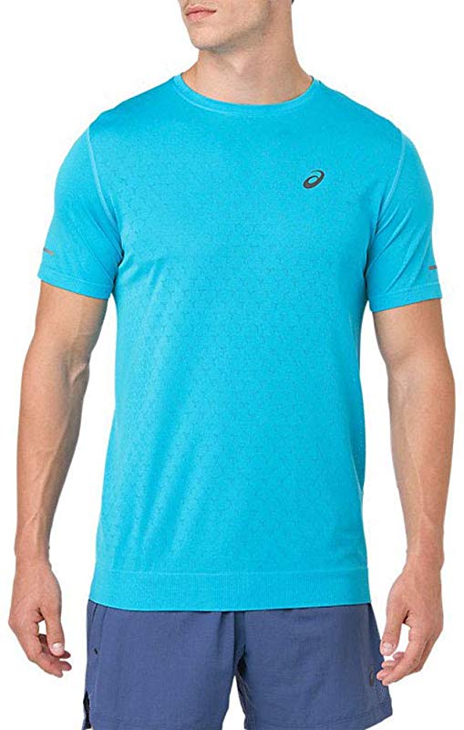 Camiseta ASICS Gel-Cool Manga Curta Masculina Aquário Pequena Azul Tamanho Pequeno