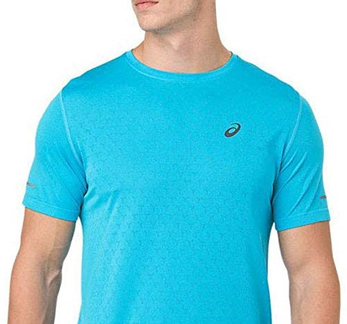 Camiseta ASICS Gel-Cool Manga Curta Masculina Aquário Pequena Azul Tamanho Pequeno