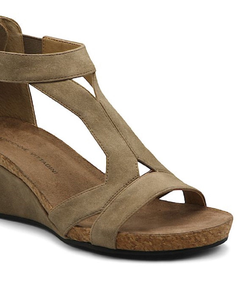 Sandália feminina Adrienne Vittadini Thayer Wedge, marrom, tamanho 7,5 M