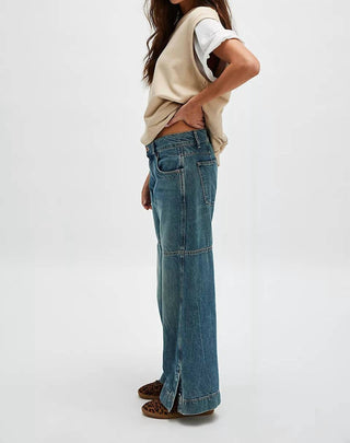 Free People - Calça jeans Benji Relaxed Wide Leg