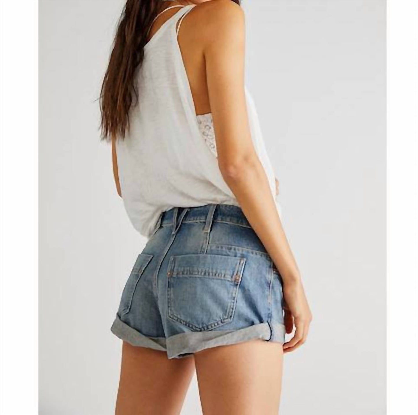 Free People - Shorts de cintura baixa Luck Slouch para iniciantes