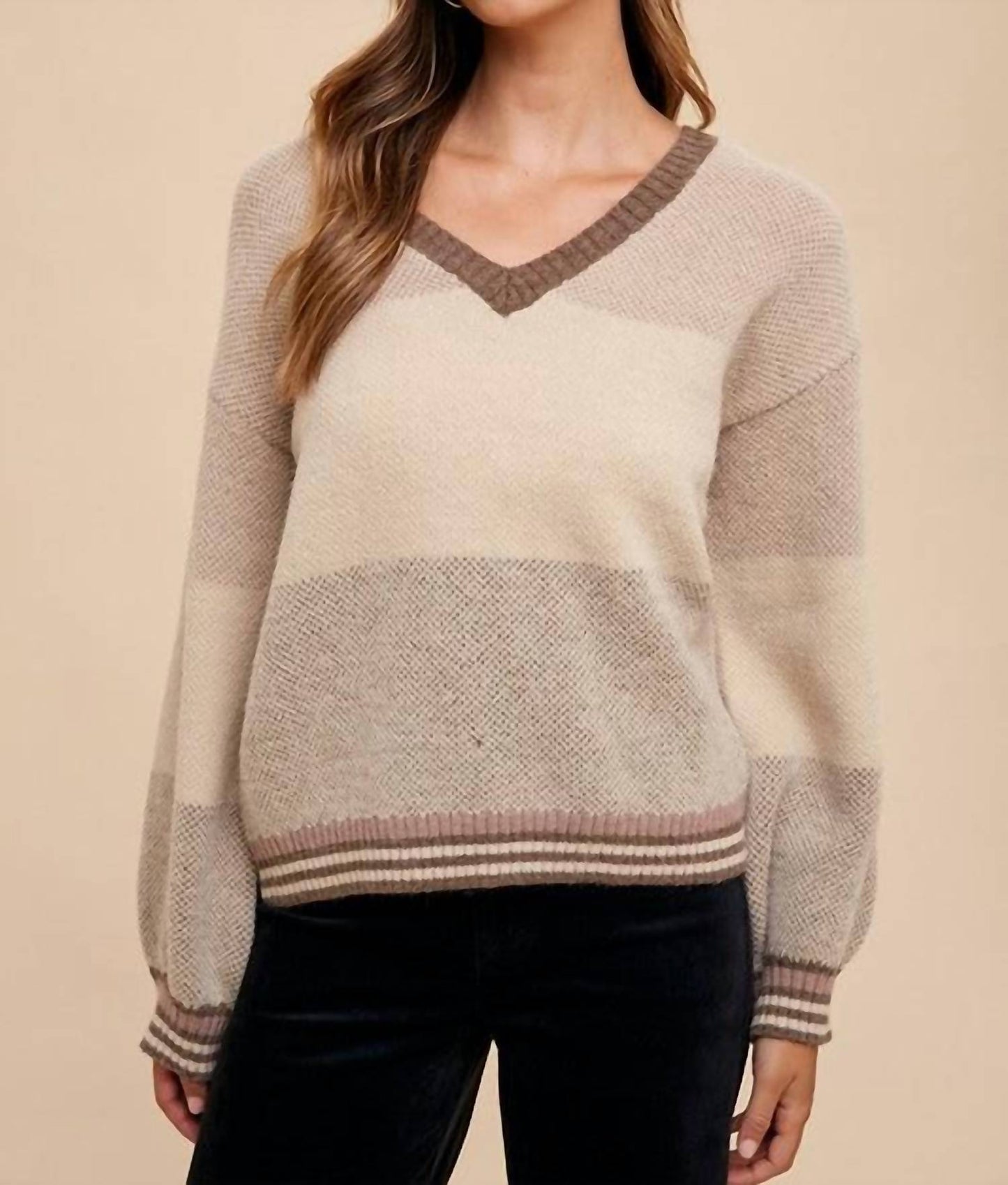 Anniewear - Color Block Sweater Top