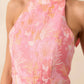 B.Right - Vibrant Floral Jacquard Halter Neck Dress With Ribbon Back