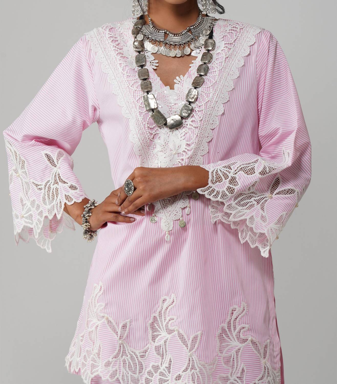 Zaalima Fashion - Stripe Pattern Co-ord Set - Noor-e-rang