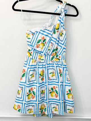 Meet Me In Santorini - Lemondae Bliss Printed One Shoulder Mini Dress