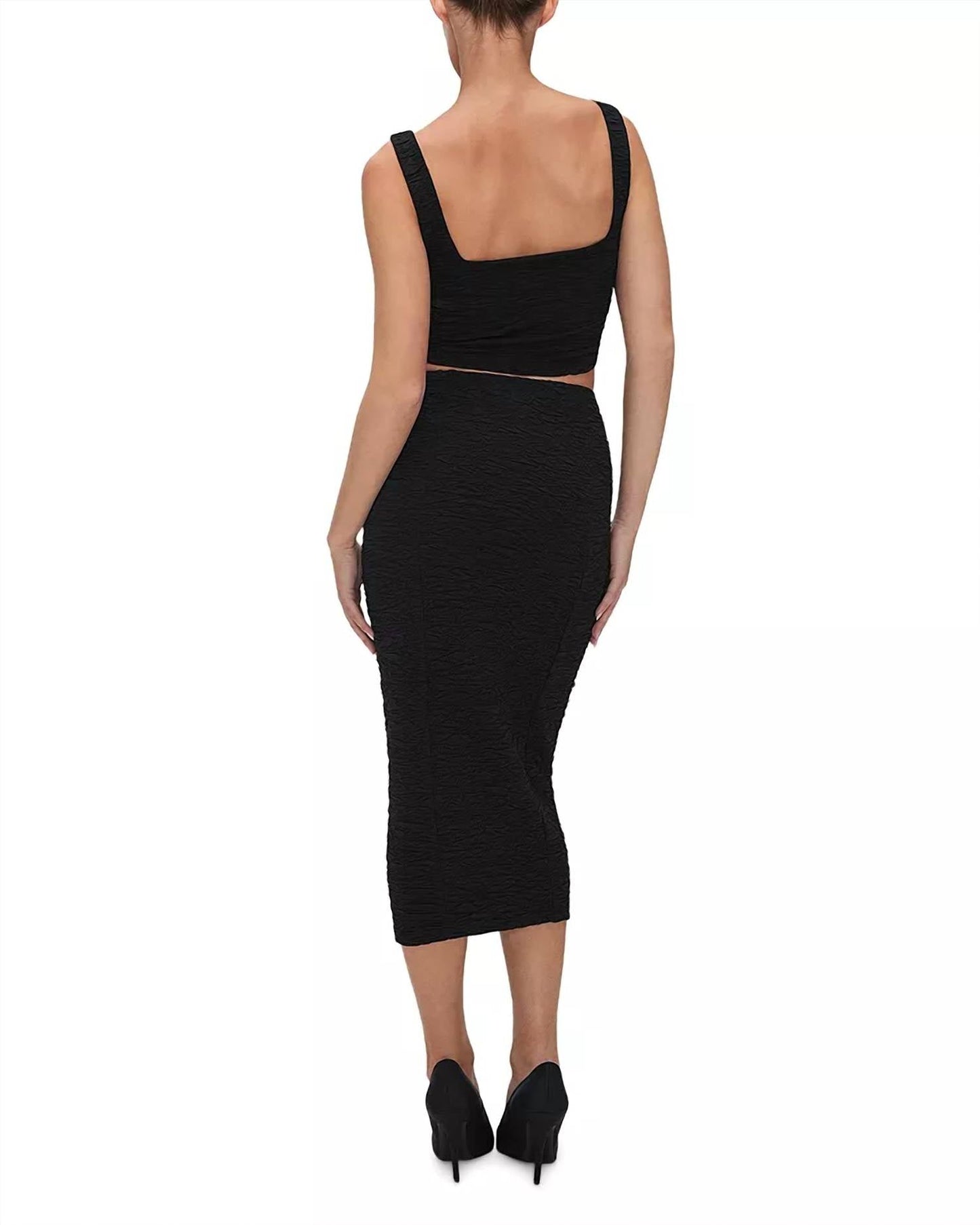 Good American - Wide Scrunchie Midi Skirt