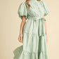 &Merci - Stripe Button Down Ruffle Midi Dress
