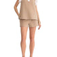 Entro - Contrast Ruffle Sleeves Top & Short Set