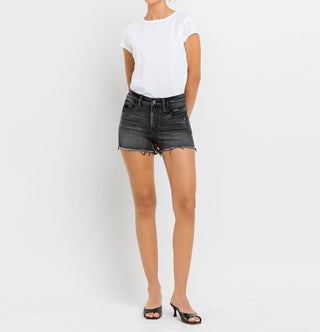 Lovervet - High Rise Raw Hem Denim Shorts