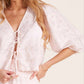 Bobi - Tie Front Crop Balloon Sleeve Top
