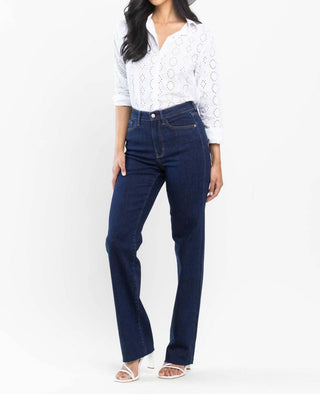 Judy Blue - Calça jeans reta vintage de cintura alta com detalhe de pinças nas costas